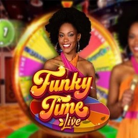 Funky Time slot logo by Evolution at Lucky Wave Casino